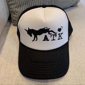 Otto White Black ATK Polyester Snap Back Trucker Hat Cap